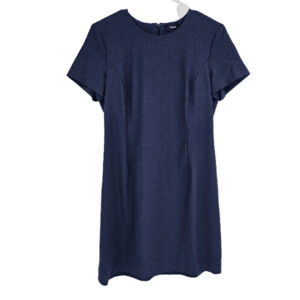 Theory Jatinn Shift Dress Navy Blue Wool Round Neck Short Sleeve Mini Size 6